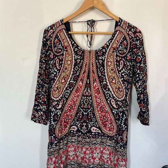Massimo Dutti Paisley boho baroque print dress sz 6 - Picture 7 of 13